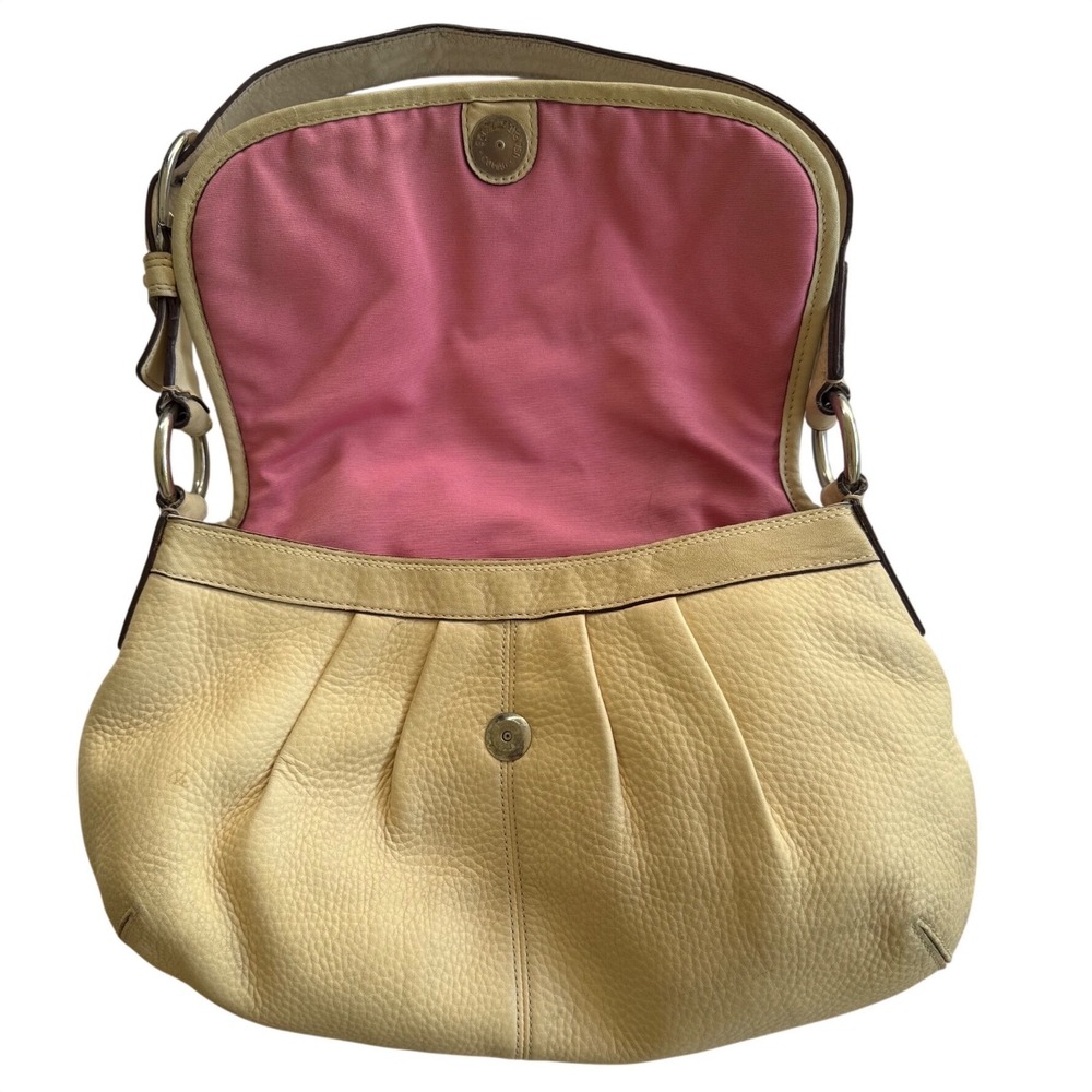 Vintage COACH Soho Pleated Flap Hobo Shoulder Bag, Cream/Ivory Pebbled Leather - Picture 3 of 11